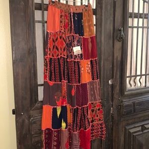 Boho long patchwork skirt